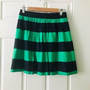 BANANA REPUBLIC Women Linen A-Line Mini Skirt Blue Green Stripe